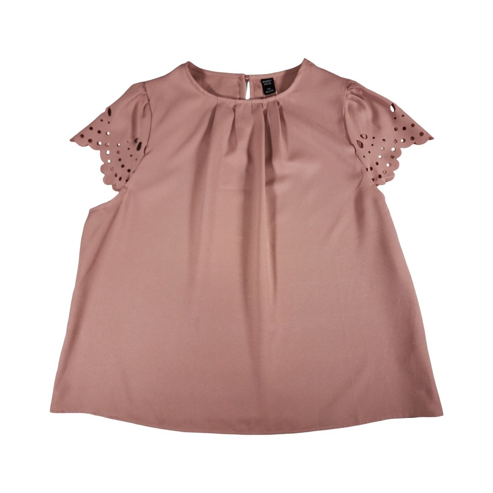 EMERY ROSE Mauve Pink Cutout Sleeve‎ Pleated Neckline Top Plus Size 1X - Picture 2 of 8